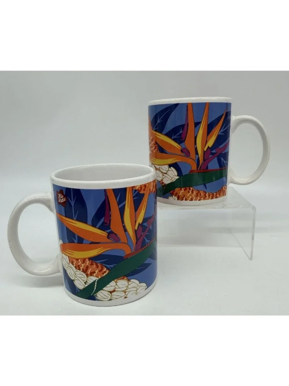 1999 Hilo Hattie Birds Of Paradise Coffee Mugs Set Of 2 Hawaii Island Heritage